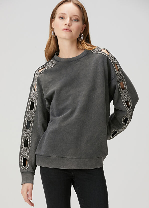 Beymen Club Antrasit Taş Detaylı Sweatshirt - 3