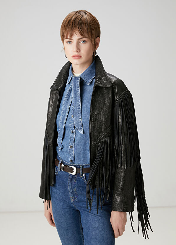 Beymen Club Siyah Püsküllü Deri Ceket - 3