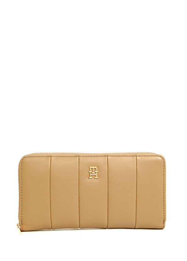 Tommy Hilfiger Icon Large Beige Quilted Women's Wallet - 1