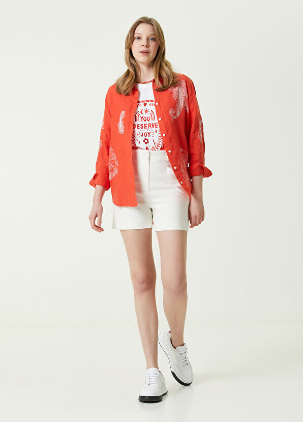 Beymen Club Off-White Crew Neck Graphic Print T-shirt - 2