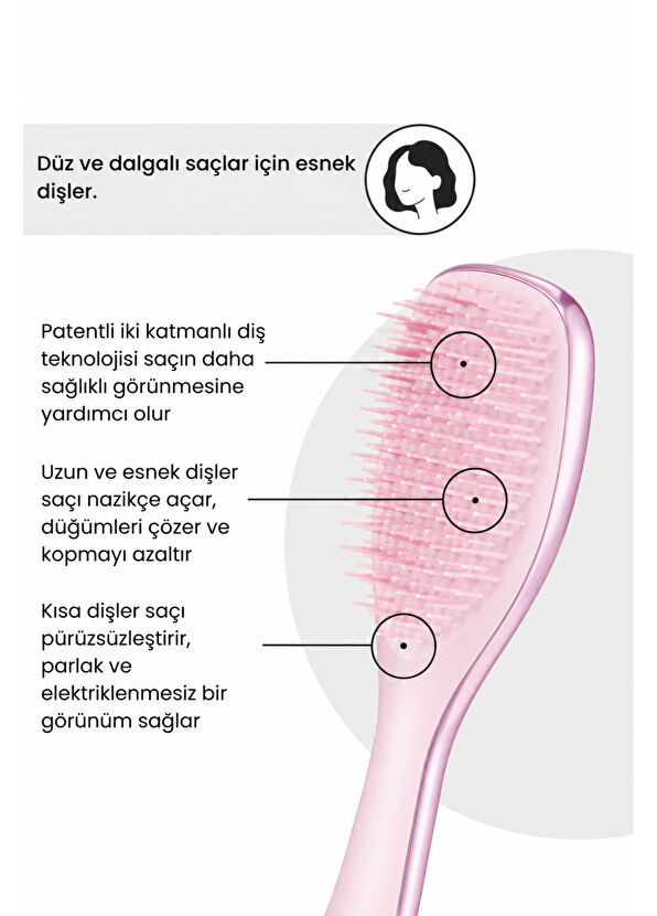 Tangle Teezer Mini Ultimate Detangler Satin Pink Chrome Mini Boy Saç Fırçası Tarak  - 2