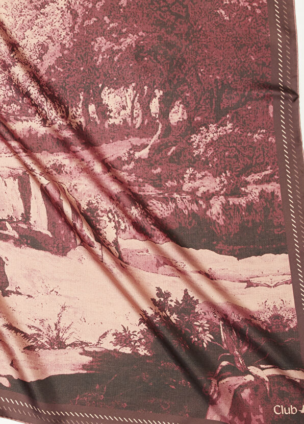 Beymen Club Plum Patterned Silk Scarf - 2