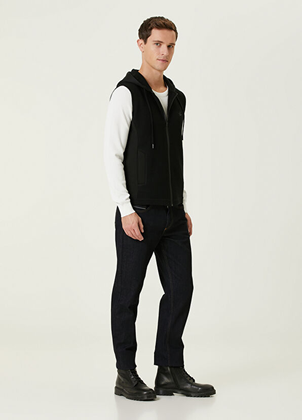 Beymen Club Siyah Kapüşonlu Pirinç Dokulu Yün Triko Yelek - 3