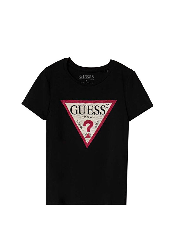 Guess Baskılı Siyah Kısa Kollu Kız Çocuk T-shirt  - 1