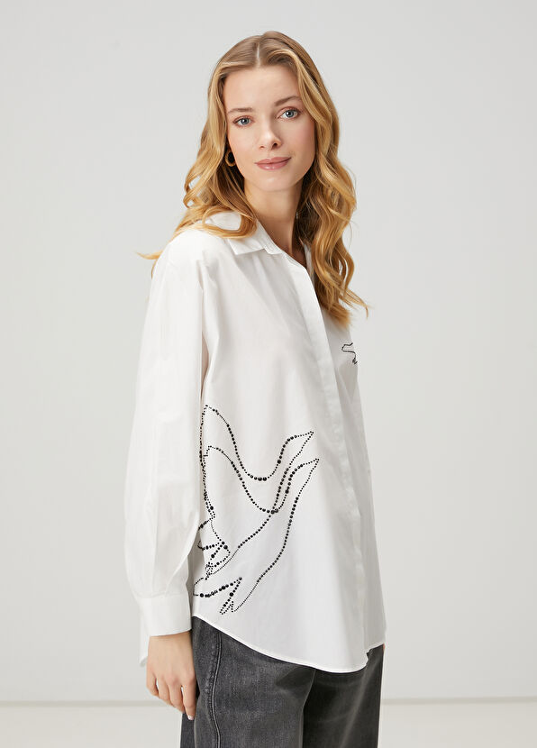 Beymen Club Kırık Beyaz Taşlı Logolu Gömlek - 4