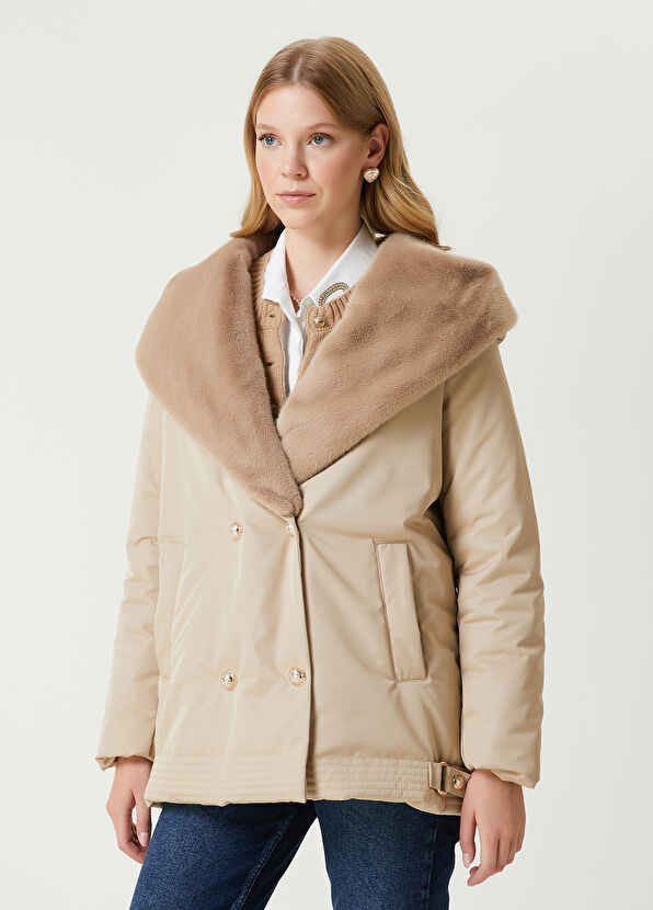 Beymen Club Bej Kapüşonlu Kruvaze Kaban - 4