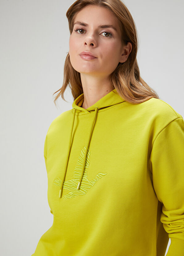 Beymen Club Açık Yeşil Kapüşonlu Karalama Kuş Nakışlı Sweatshi - 2