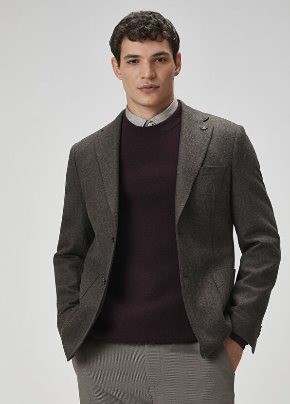 Beymen Club Kahverengi Yün Kaşe Ceket - 1