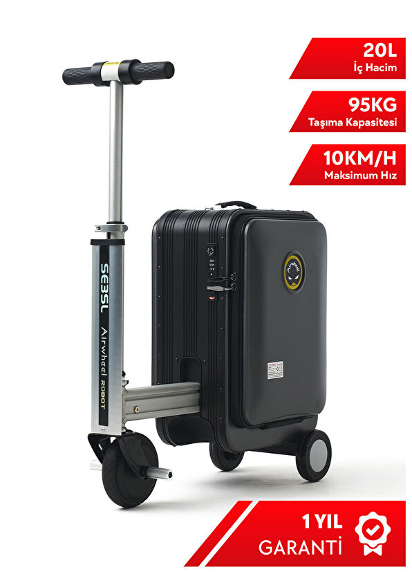 SE3SL Siyah Kabin Boy Elektrikli Binilebilir Scooter Valiz - Görsel 3