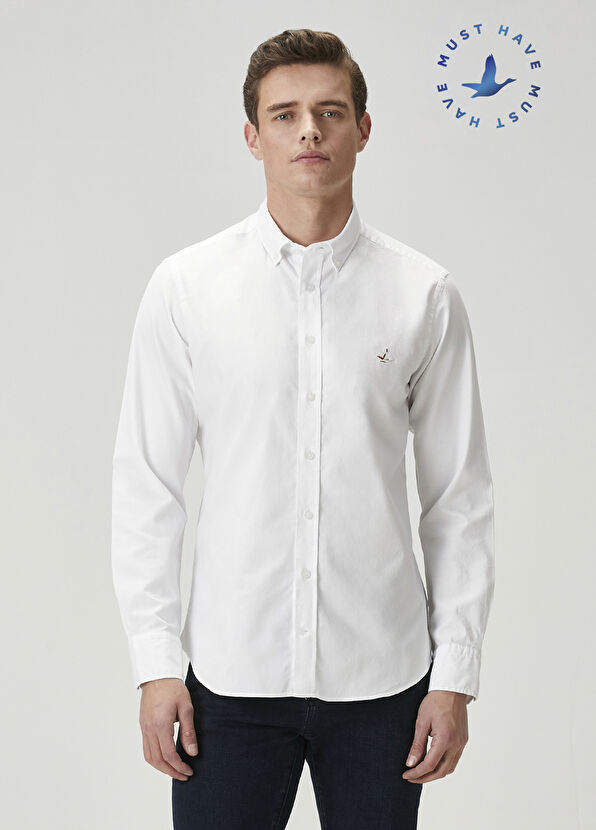 Beymen Club Slim Fit White Oxford Shirt - 1