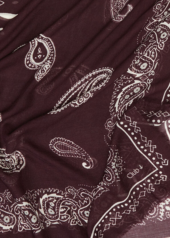 Beymen Club Burgundy Women's Silk Blend Wool Shawl - 4