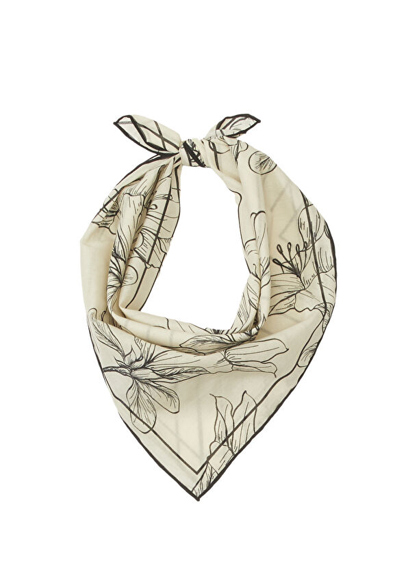 Beymen Club Black White Floral Patterned Scarf - 1