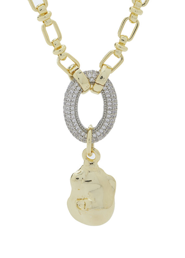 Beymen Club Gold Amorphous Tip Detailed Womens Necklace - 2