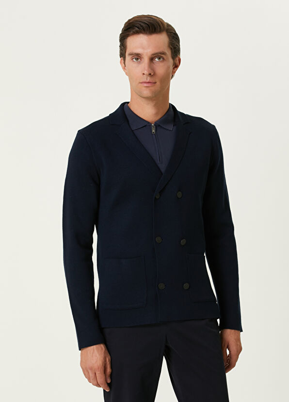 Beymen Club Lacivert Yün Kruvaze Triko Ceket - 1