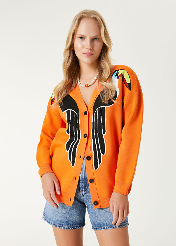 Beymen Club Turuncu V Yaka Hırka - 1