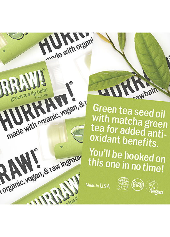 Hurraw Green Tea Yeşil Çay Nemlendirici Lip Balm  - 2