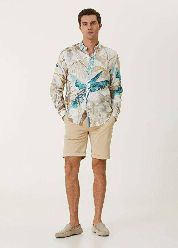 Beymen Club Slim Fit Bej Twill Şort - 1