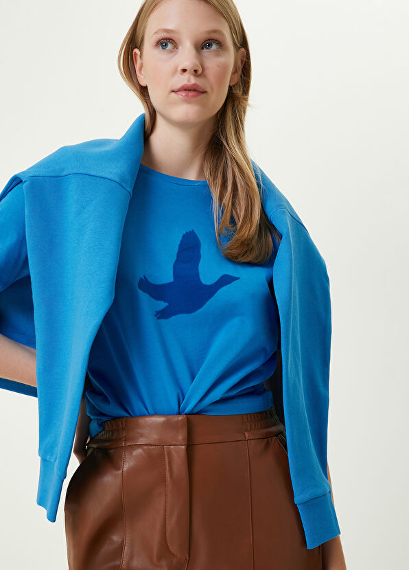 Beymen Club Mavi Bisiklet Yaka Tonal Logolu T-shirt - 3