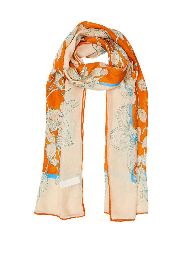 Beymen Club Turuncu Çiçek Desenli Kadın Şal - 1