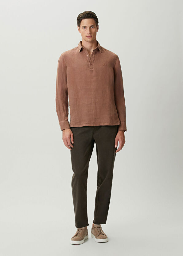 Beymen Club Comfort Fit Dusty Rose Linen Shirt - 3