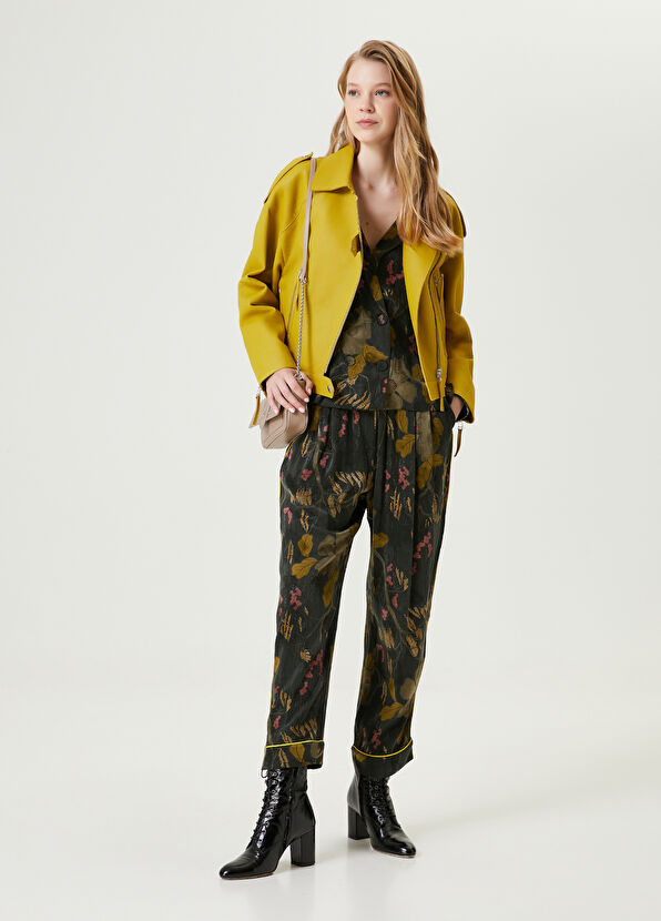 Beymen Club Sarı Kruvaze Biker Deri Ceket - 3