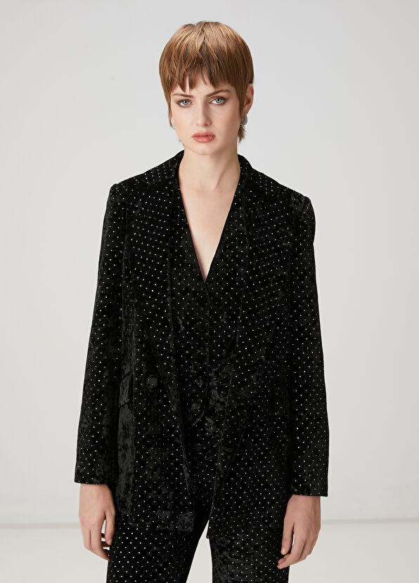 Beymen Club Siyah Taşlı Kadife Abiye Ceket - 3