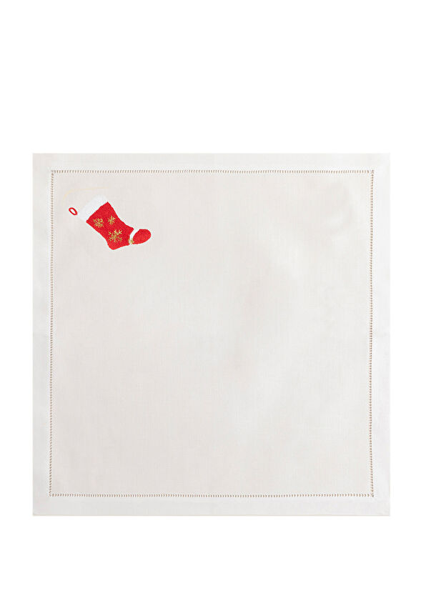 Chakra Vitalia White Cotton Embroidered Service Napkin 40 x 40 cm - 3