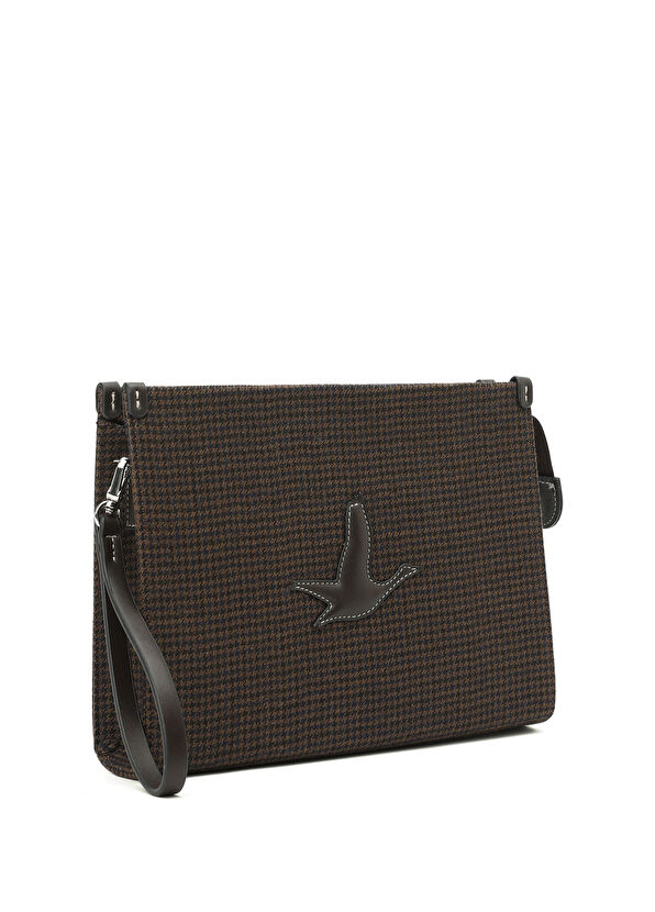 Beymen Club Brown Houndstooth Pattern Women's Hand Clutch - 2
