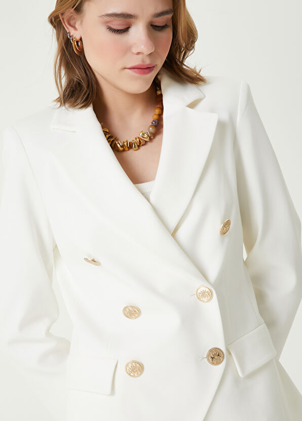 Beymen Club Off White Double Breasted Blazer - 2