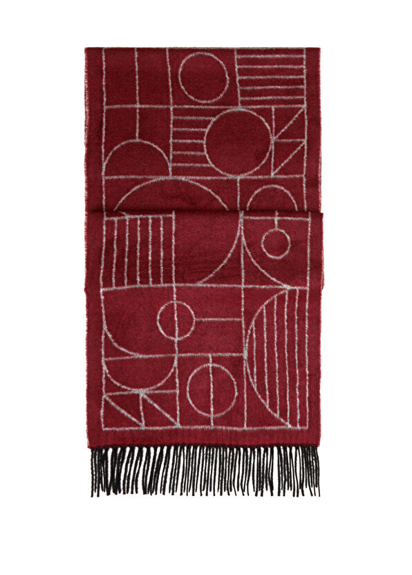 Beymen Club Burgundy Geometric Patterned Women's Scarf - 1