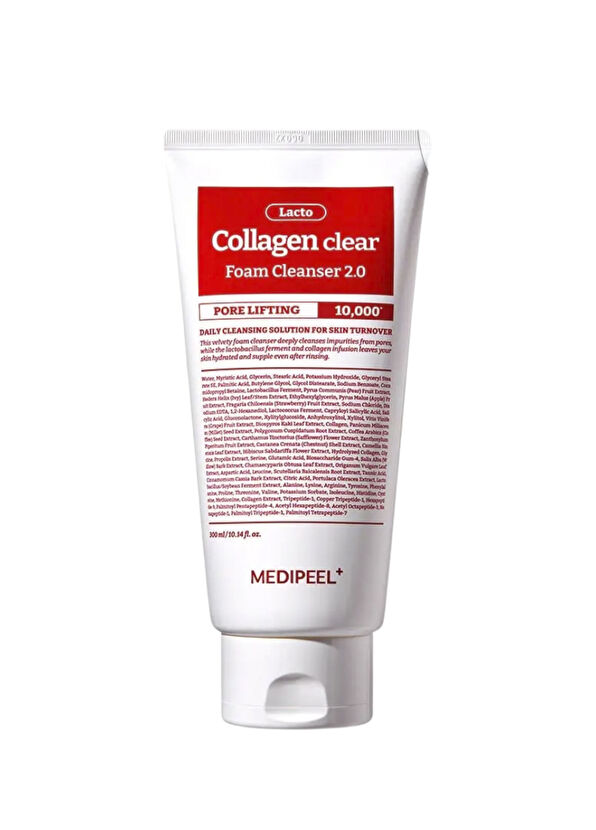 MEDIPEEL Red Lacto Collagen Clear Foam Cleanser 2.0 Facial Cleansing Foam Containing Collagen and Probiotics 300 ml - 1
