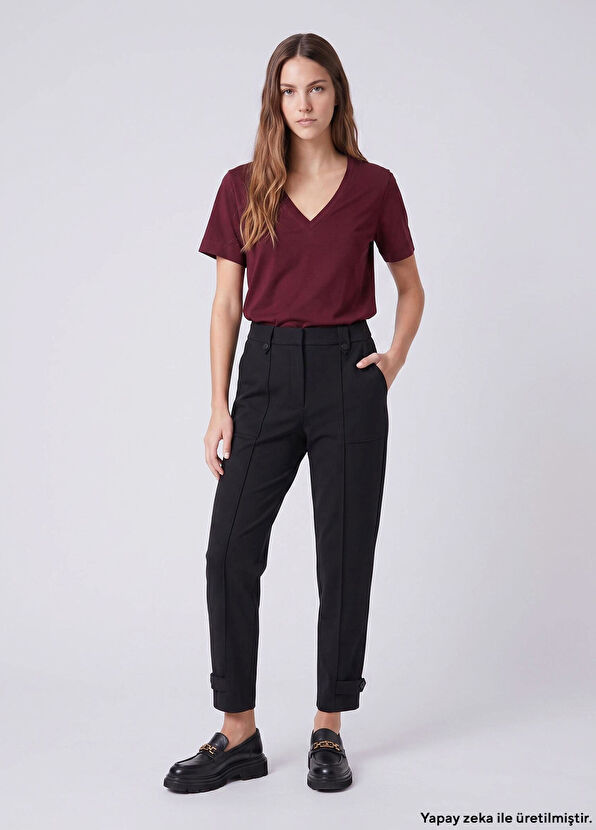 Beymen Club Siyah Paçası Apoletli Scuba Jogger Pantolon - 1
