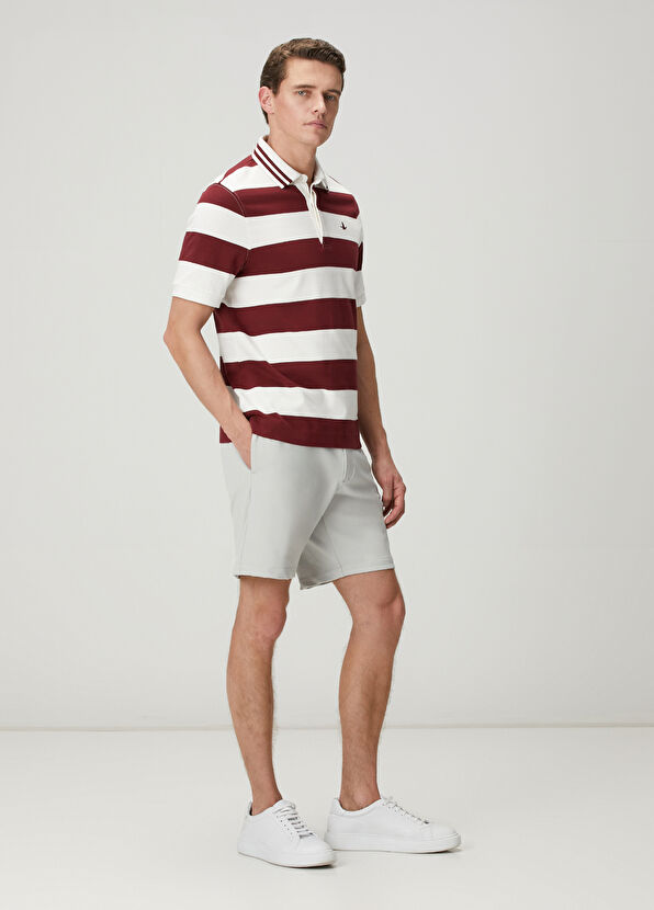 Beymen Club Burgundy Polo Striped Oversized T-Shirt - 3