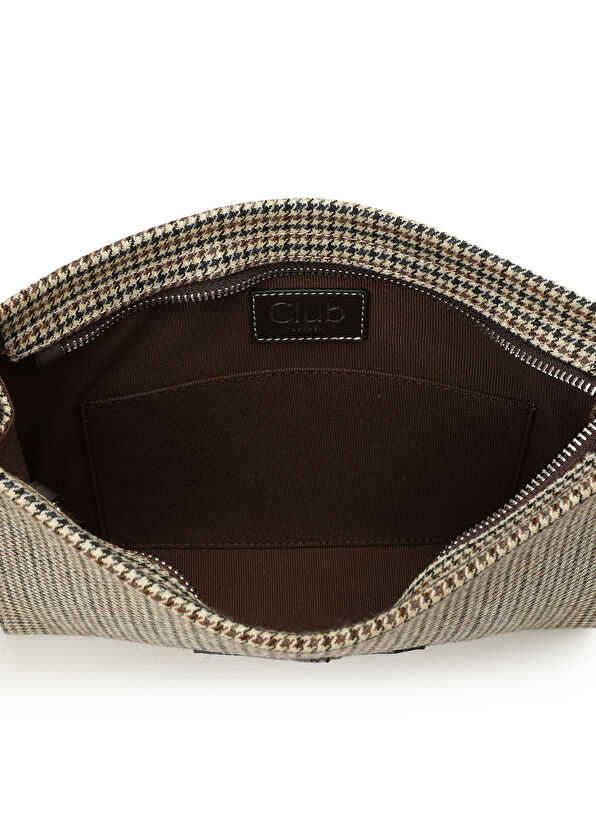 Beymen Club Beige Houndstooth Pattern Women's Hand Clutch - 4