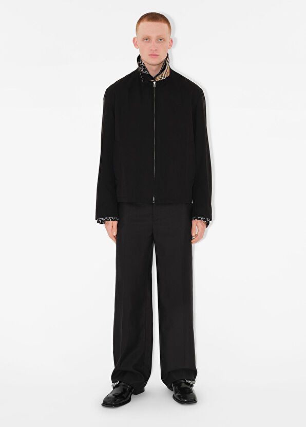 Burberry Gabardine Harrington Siyah Fermuarlı Erkek Ceket - 2