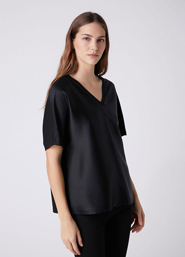Beymen Club Black Silk T-Shirt - 4