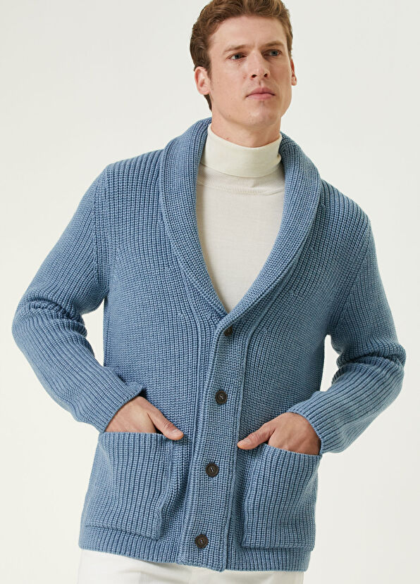 Beymen Collection Mavi Yün Triko Hırka - 2