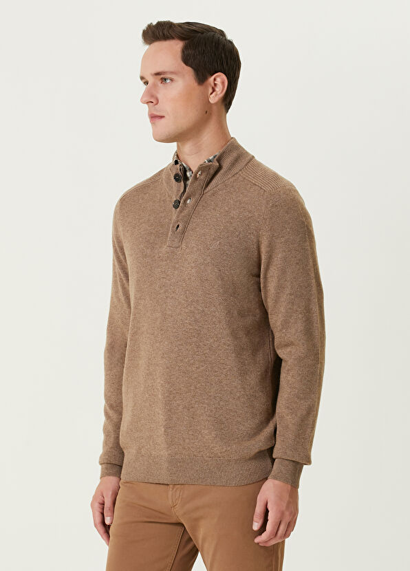 Beymen Club Bej Yakası Düğmeli Kazak - 4