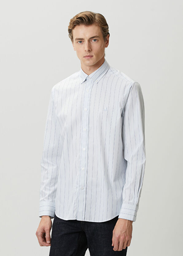 Beymen Club Comfort Fit Açık Mavi Çizgi Desenli Gömlek - 4