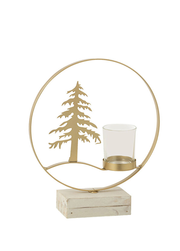 Chakra Zigo Beige Tree Patterned Tealight Candle Holder - 1