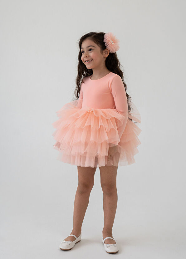 Mini Celebrities Somon Rengi Kız Çocuk Tütülü Elbise - 2
