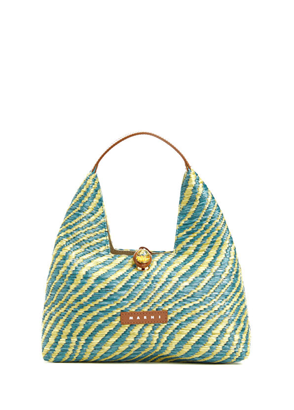 Marni Mini Yeşil Sarı Çizgili Kadın Çanta - 1