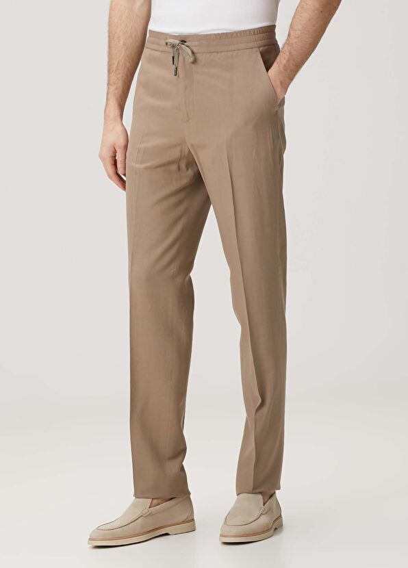 Maurizio Baldassari Bej Beli Kordonlu Pantolon - 2