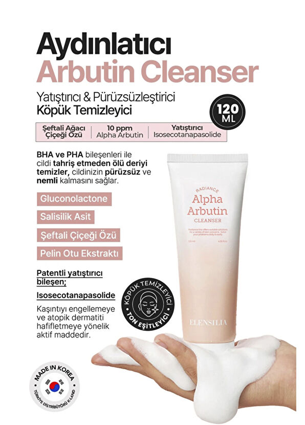 Elensilia Radiance Alpha Arbutin Foam Brightening, Tone Equalizing Facial Cleanser Foam 120 ml - 3