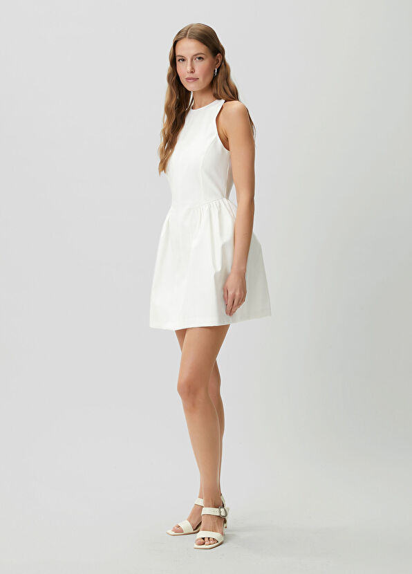 Beymen Club Kırık Beyaz Prenses Kesim Mini Elbise - 4