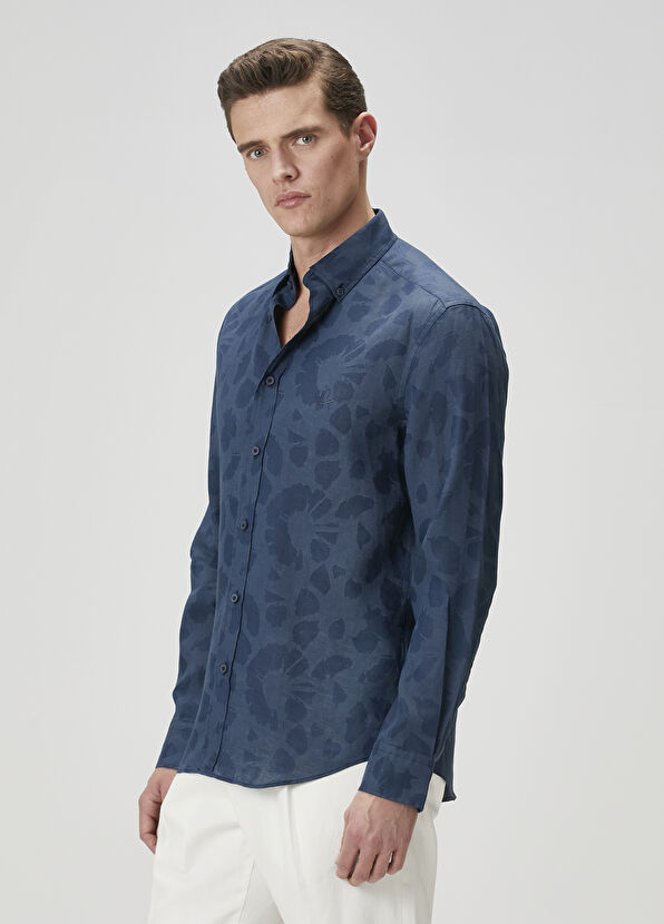 Beymen Club Lacivert Keten Gömlek - 4