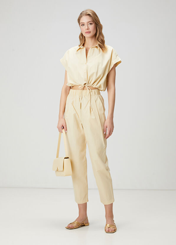 Beymen Club Krem Pileli Poplin Pantolon - 1