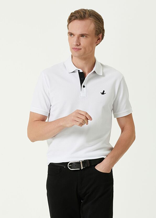 Beymen Club Slim Fit Beyaz Polo Yaka Pike T-shirt - 1