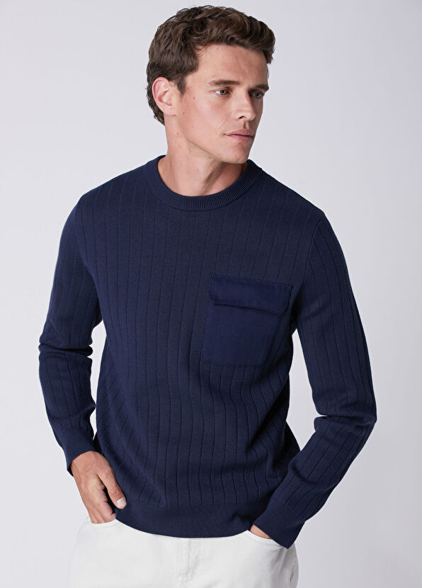Beymen Club Navy Blue Gabardine Pocket Sweater - 2