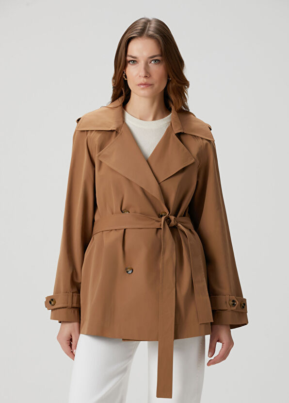 Kahverengi Kısa Pardösü - Görsel 2